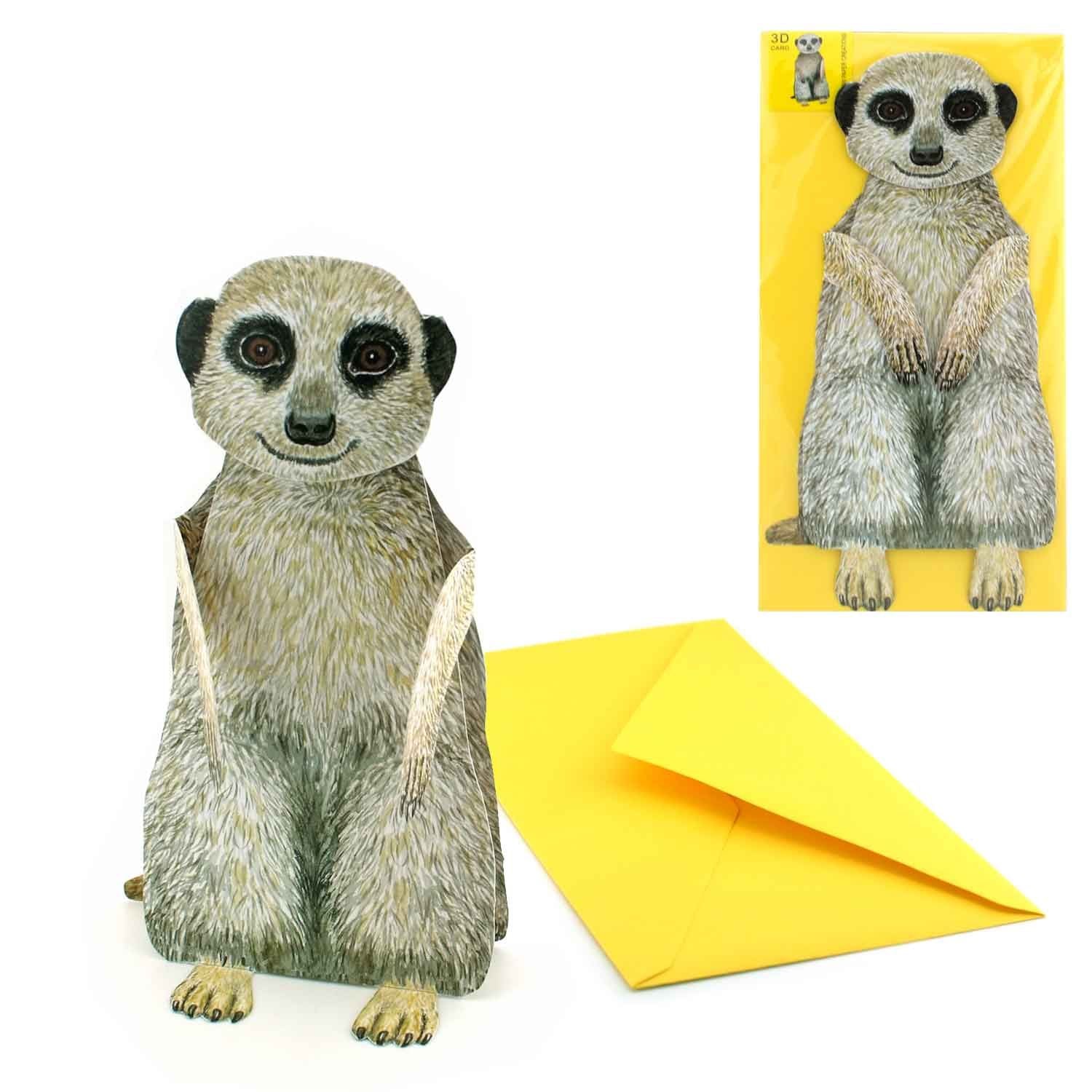 Carte pliante animal 3D "Suricate"
