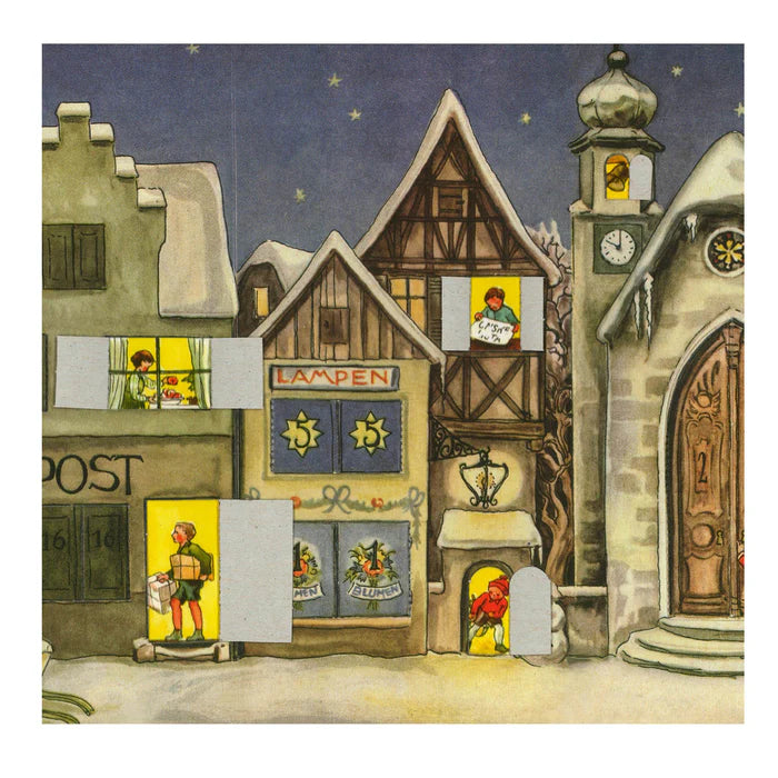 Adventskalender aus Papier "Die kleine Stadt" von 1946