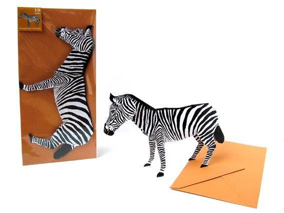 Carte pliante animal 3D "Zèbre"
