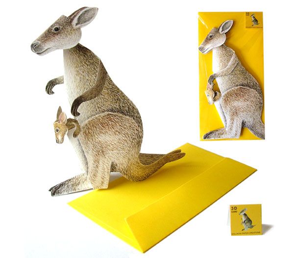 Carte pliante animal 3D "Kangourou"