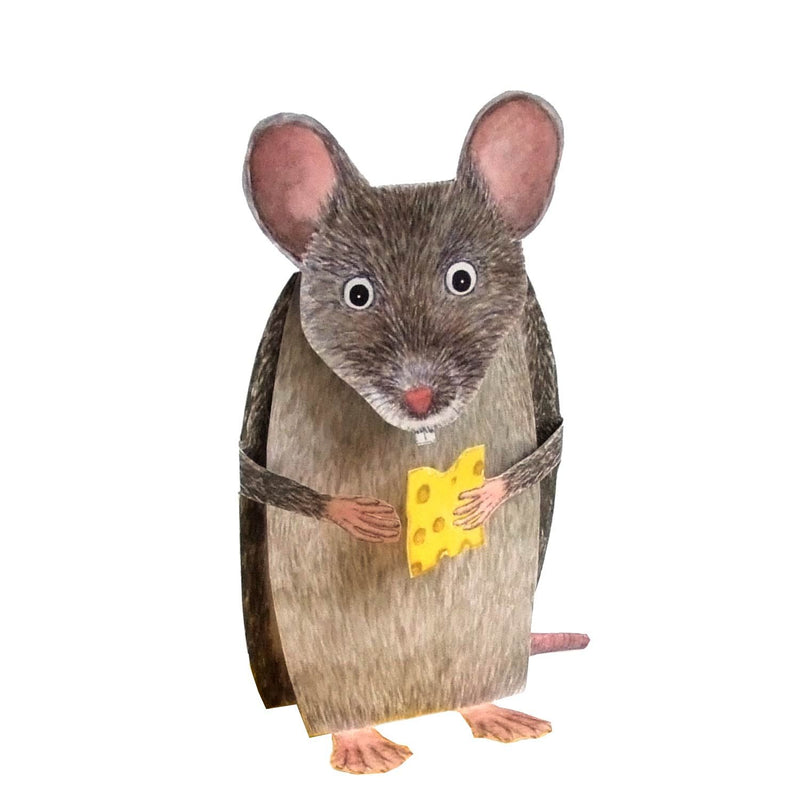 3D Tierfaltkarte "Maus mit Käse"