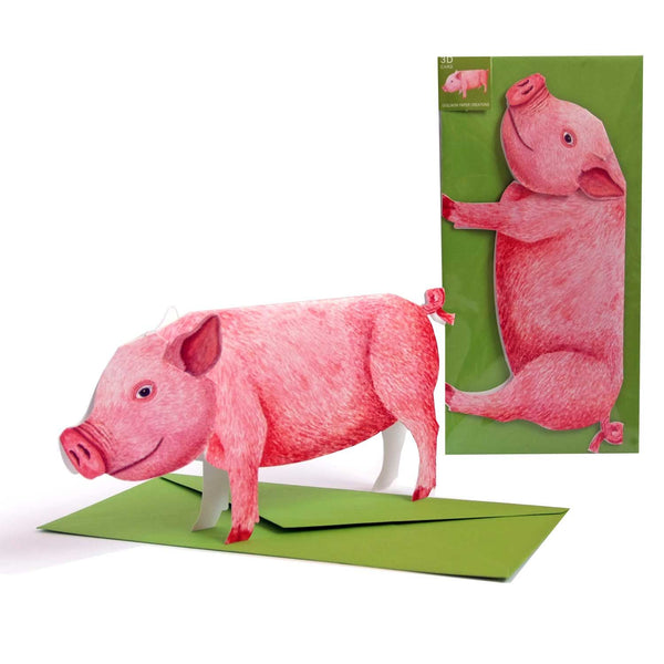 Carte pliante animal 3D "cochon"