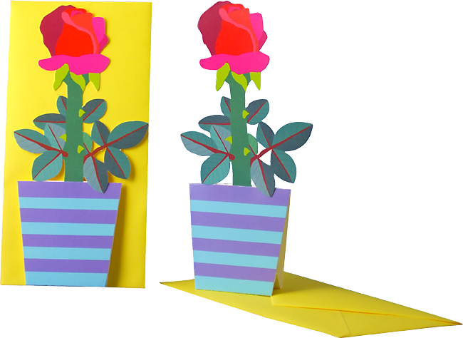 Carte fleur 3D "Rose" 