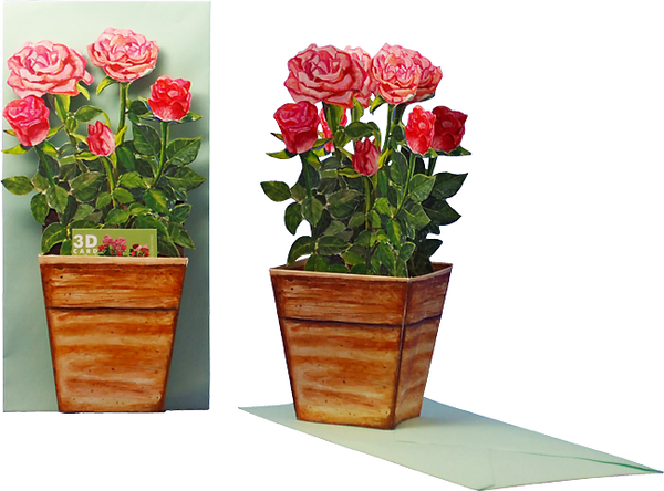 Carte pot de fleurs 3D "Roses"