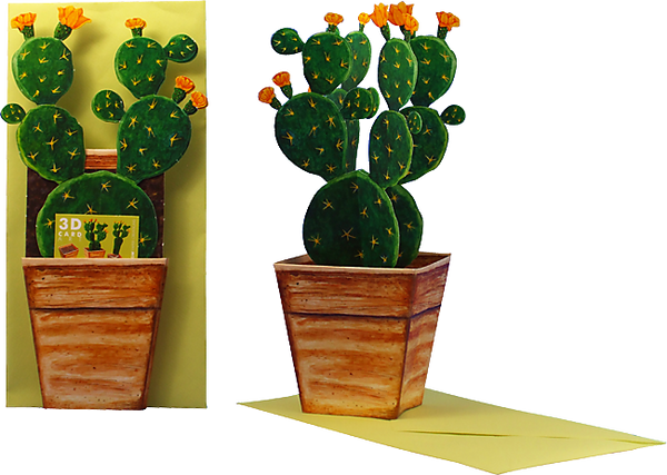 3D-Blumentopfkarte "Kaktus"