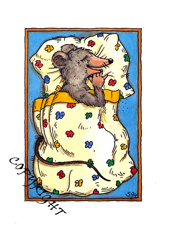 Postcard Sleeping Mouse 
