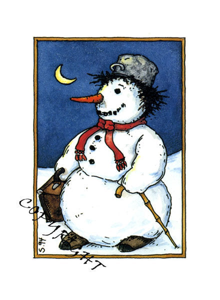 Carte postale bonhomme de neige 